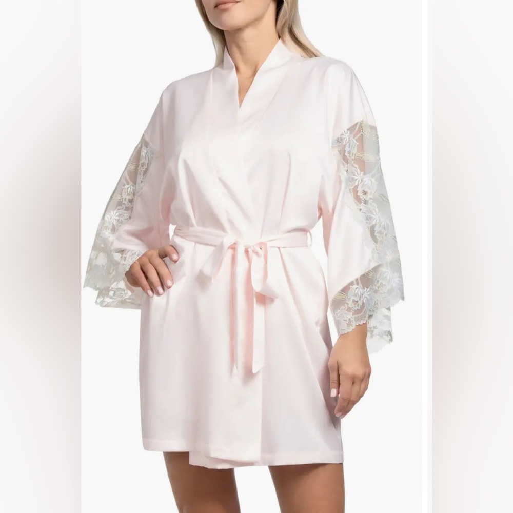 In Bloom by Jonquil Satin & Lace Shorty Robe - Picture 13 of 13
